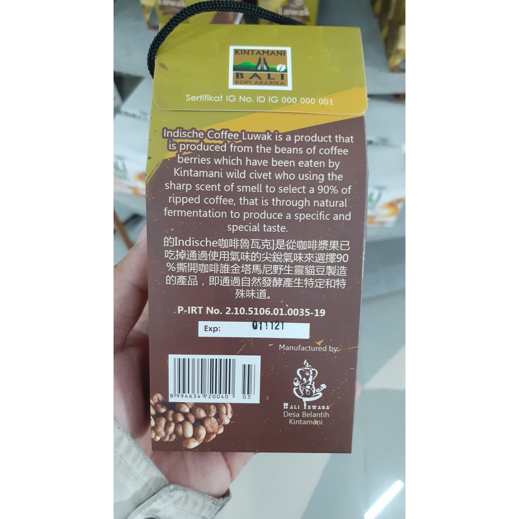 KOPI LUWAK PREMIUM ASLI KINTAMANI BALI &quot;INDISCHE COFFEE&quot; 100GR