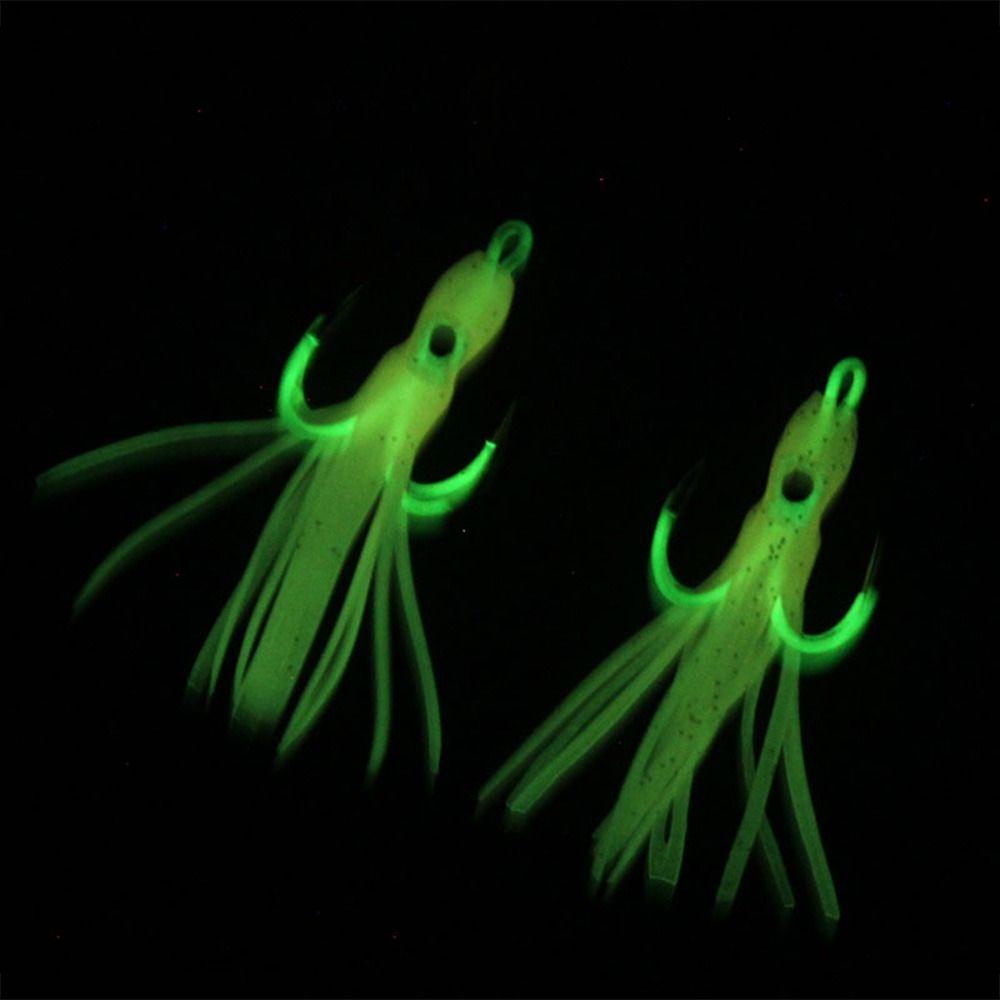 Top 4pcs Umpan Gurita Air Asin Portable Fishing Tackle Night light Four Hook Claw Hooks