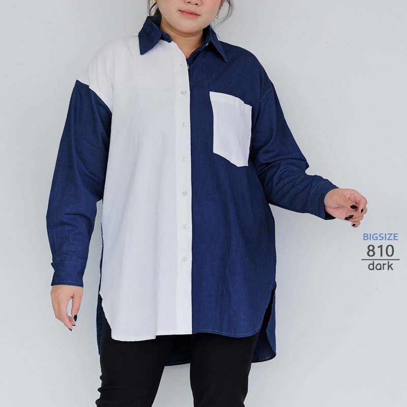 ARENA - Kemeja Big Size Wanita Soft Jeans / Tunik Denim