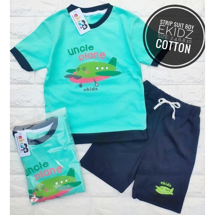 SALE 50% - Setelan Anak Laki-Laki EKidz Strip Suit - Uncle Plane (MINUS GARIS PUTIH DI BAGIAN DEPAN 