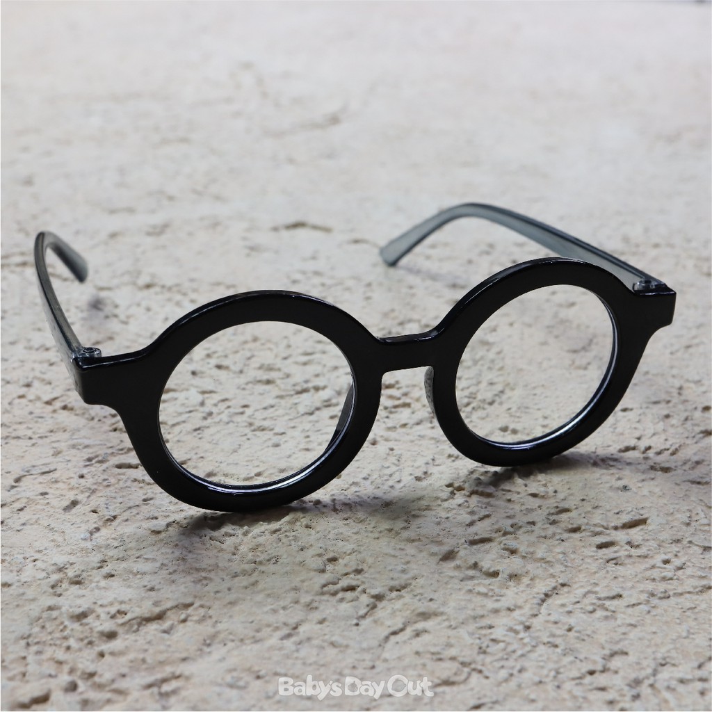 BDOSTORE | Kacamata Anak Balita O Bulat | 0 - 12 Bulan-Black Bening