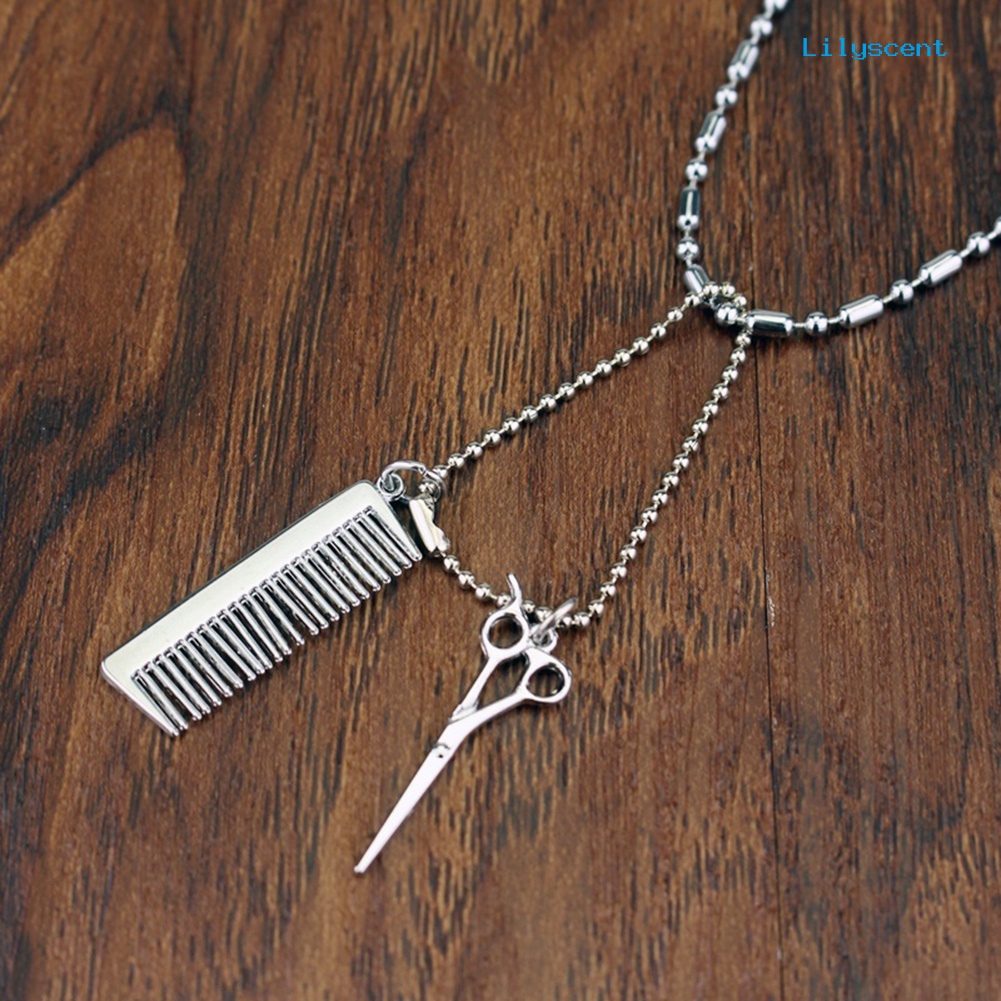 Kalung Rantai Liontin Hair Dryer Gunting Sisir Untuk Unisex