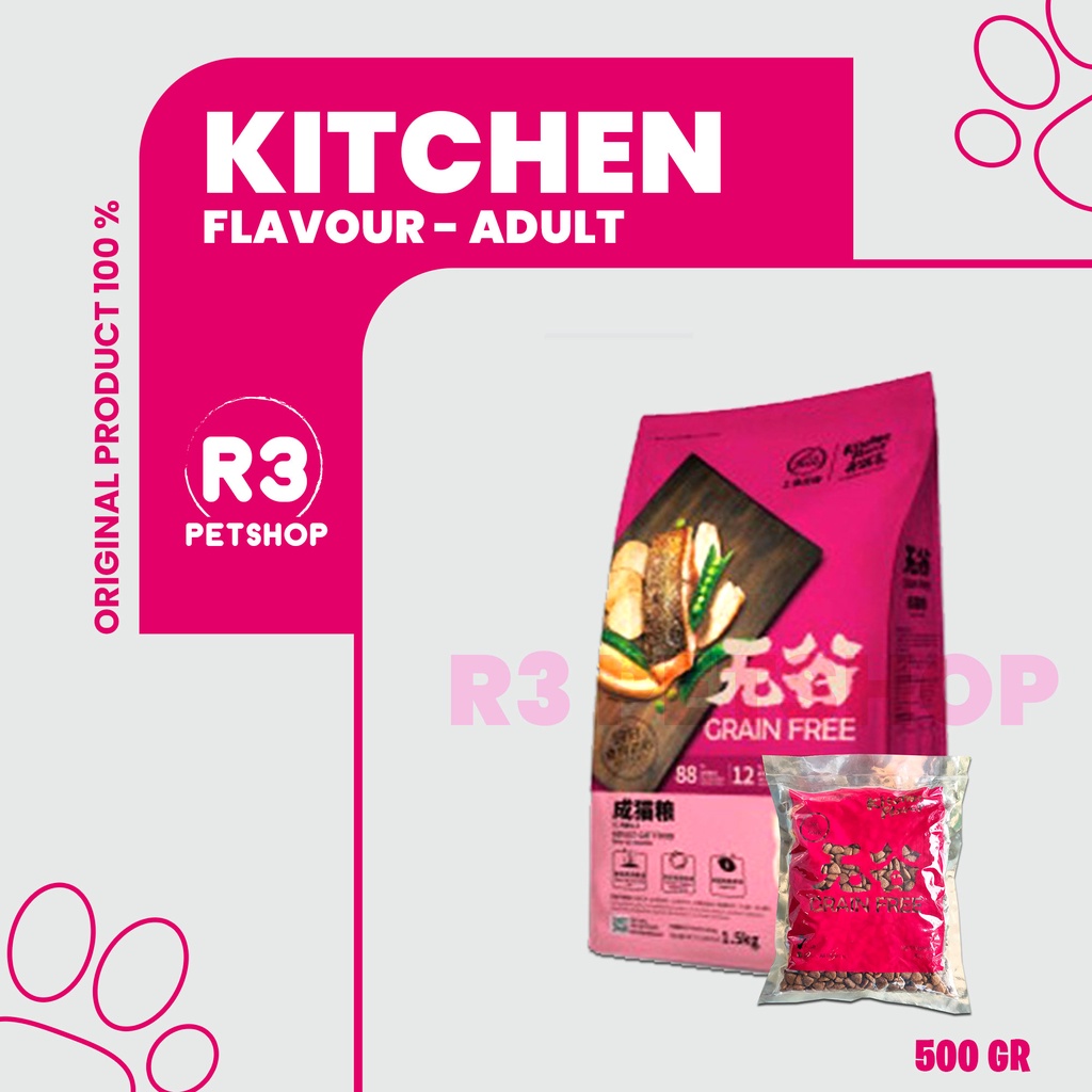 Makanan Kucing kering Premium KITCHEN FLAVOR All Variant 500 gr