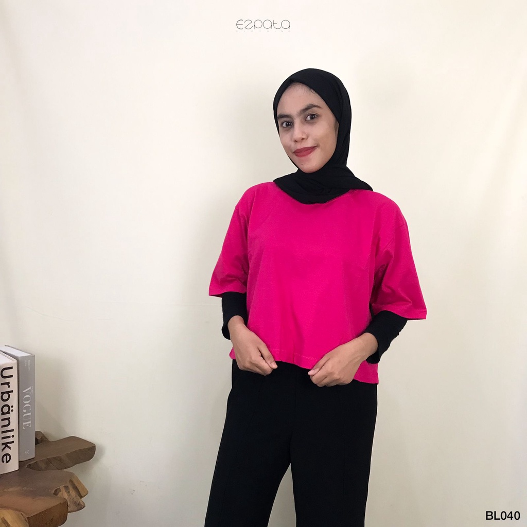 Ezpata Atasan Kaos Polos Crop Top Wanita Lengan Pendek Bahan Katun Adem Gaya Keren Kekinian Termurah Kualitas Top