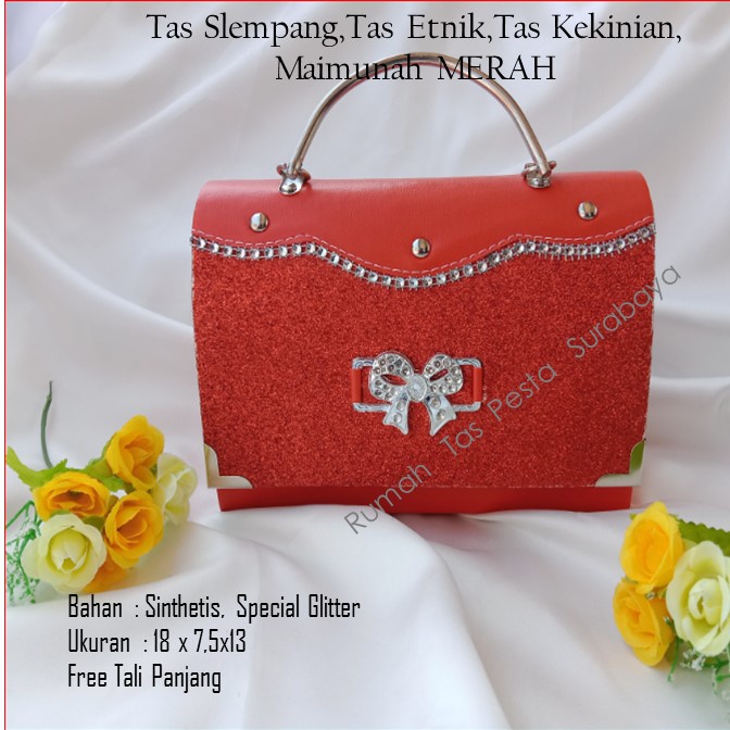 Tas Slempang,Tas Etnik,Tas Kekinian,Maimunah MERAH