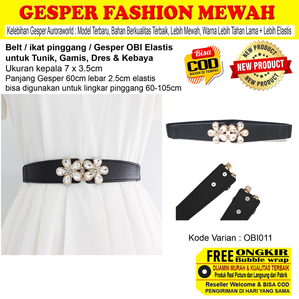 AURORAWORLD ikat pinggang wanita premium belt elastis wanita obi belt karet gesper kebaya sabuk mewah korea untuk dress tunik gamis gaun terbaru bisa cod