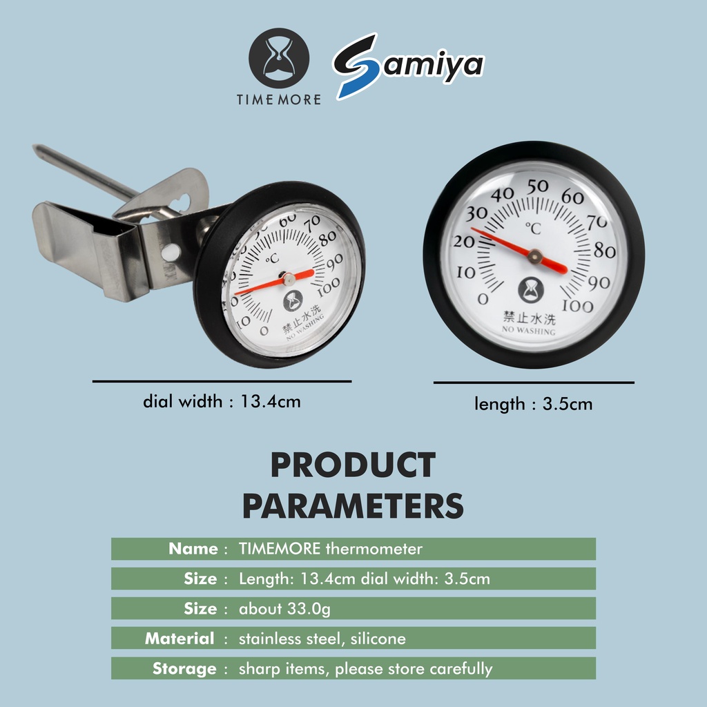 timemore thermometer stick black stainless steel / thermo kopi dapur alat ukur suhu minuman makanan