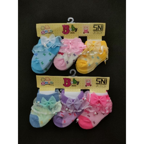 Kaos Kaki Renda Bayi 0-3 Bulan Isi 3 Psg / Kaos Kaki Bayi Renda / Baby Girl Socks