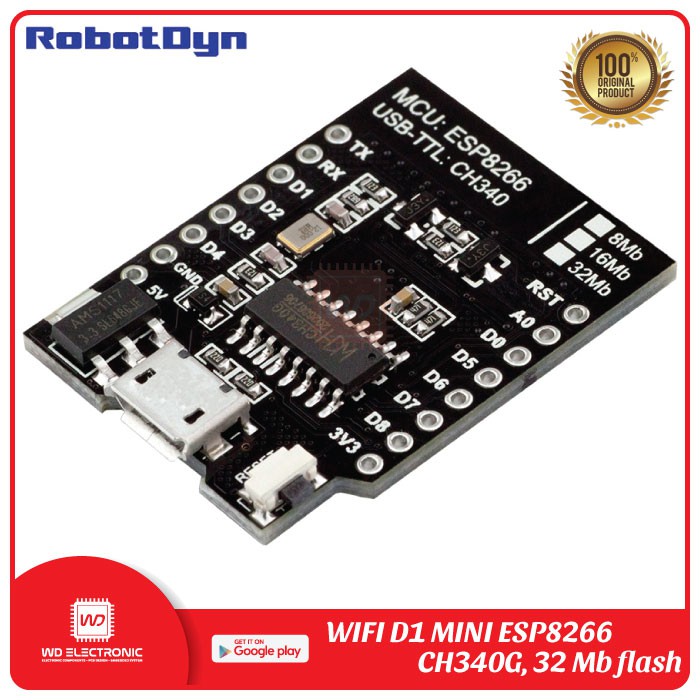 RobotDyn WIFI D1 Mini ESP8266 CH340G 16MB 32MB like Wemos D1 Mini CH340G