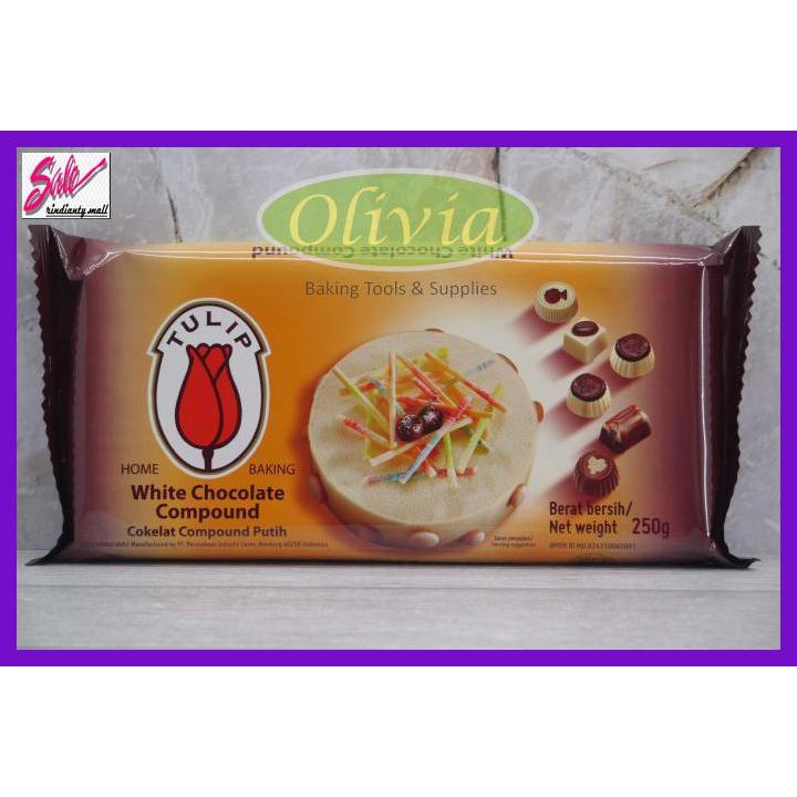 

SAKMACOKLAT- COKELAT / COKLAT BATANG PUTIH / WHITE CHOCOLATE COMPOUND TULIP 250 GR -MAKANAN-MINUMAN.