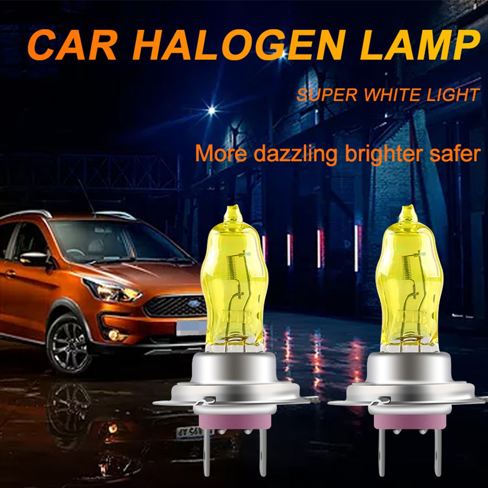 2pcs Lampu Halogen H1 H3 H4 H7 H9 H11 9005 9006 100w 12v 2800k Warna Kuning Untuk Fog Lamp / Headlight Mobil / Motor