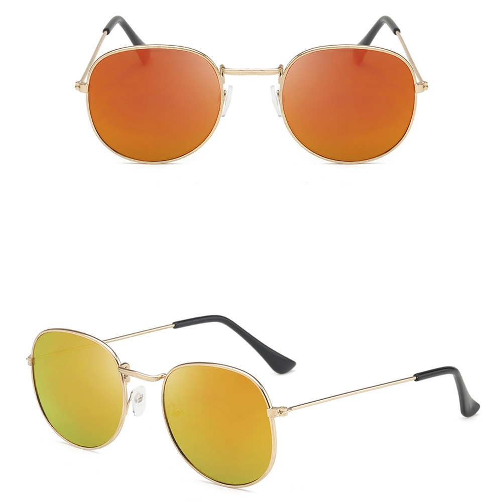 Kacamata Oval Retro gaya sama artis Korea Yoo In-na Fashion Metal Sunglasses unisex pria/wanita