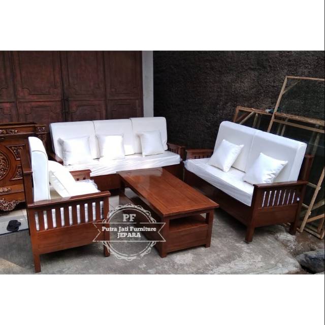 Meja Kursi Sofa - Kursi Tamu Kayu Jati - Kursi Ruang Tamu Model Simpel
