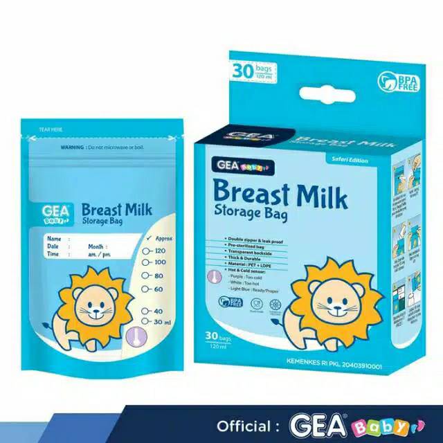 L6 Kantong ASI 120ml GEA | Wadah Pouch Plastik Klip Susu Steril | Breast Milk Storage Zipper Bag