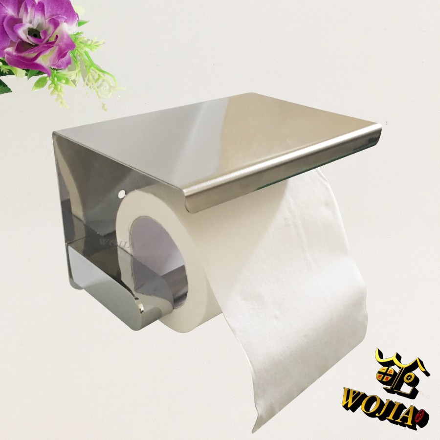 Tempat Tisu Toilet Stainless Tissue Gulung Roll Handphone HP Holde