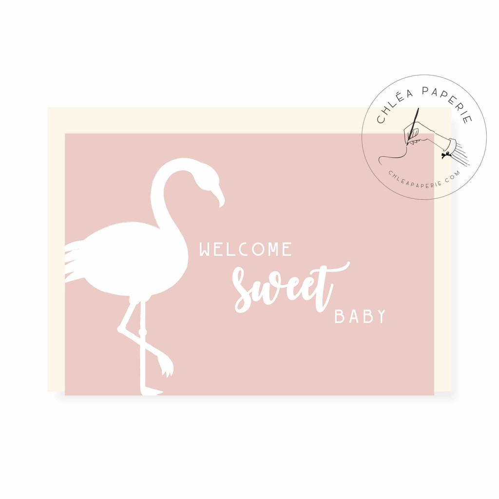 Greeting Card / Baby / Welcome Sweet Baby Flamingo