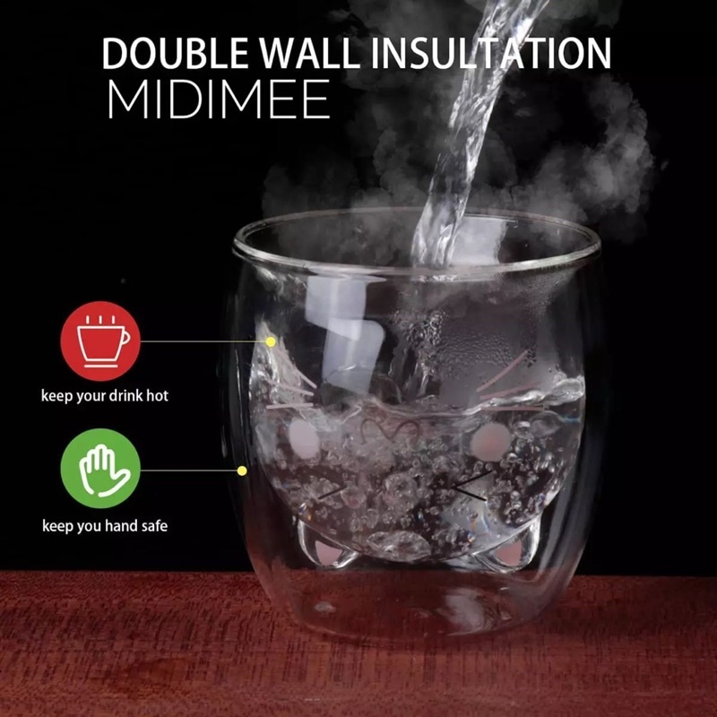 (COD) Double Wall Glass Bear/Gelas Kaca Dinding Beruang