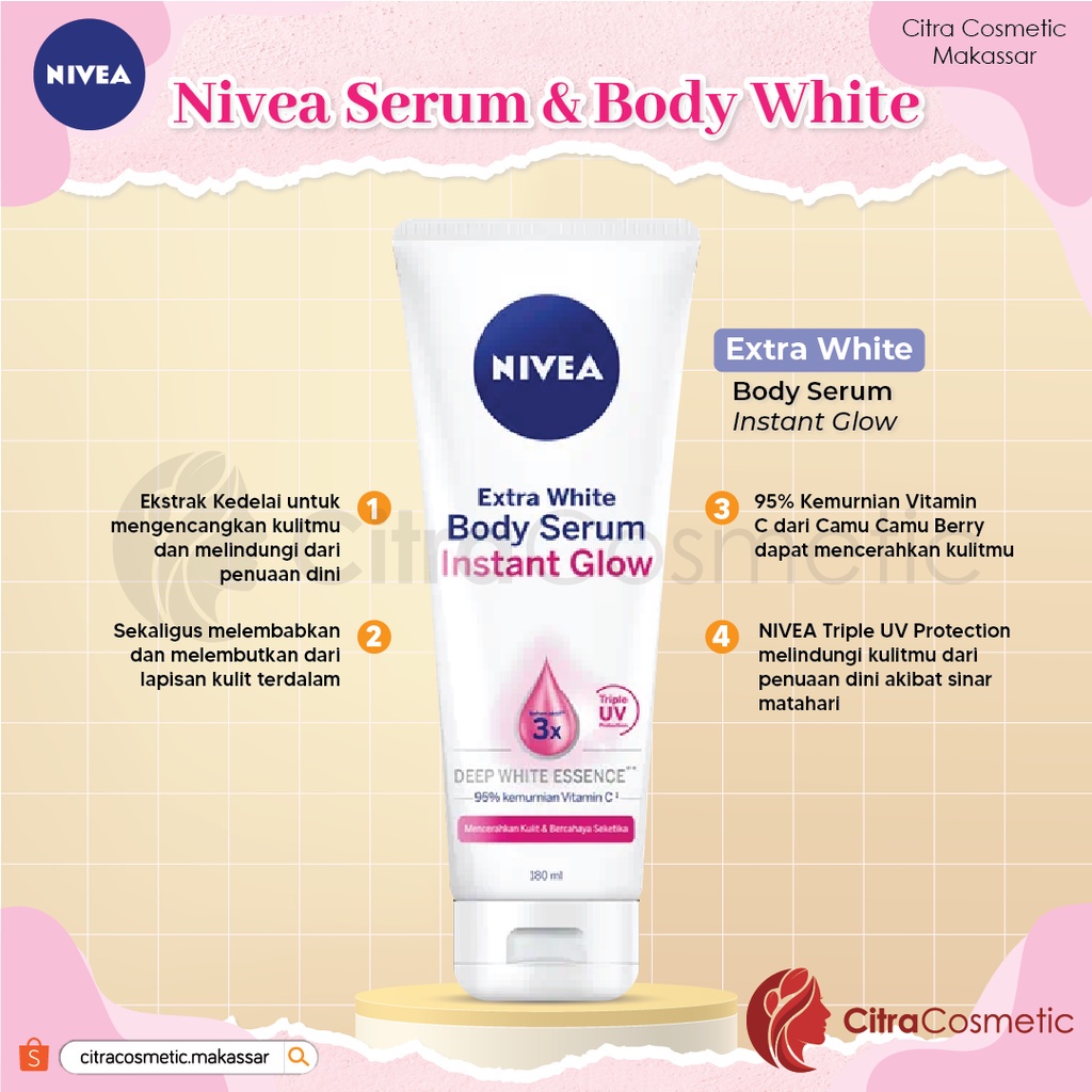 Nivea Body Serum Extra White | Night | Repair Care Protect | Radiant | Glow | Hijab 180ml