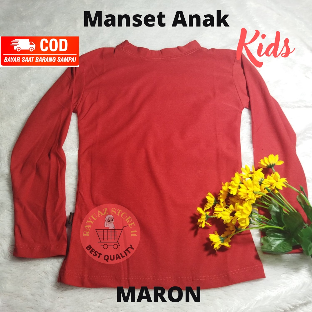 Manset Baju Anak 2-8 Tahun Lengan Panjang Kerah Tinggi Bahan Kaos premium