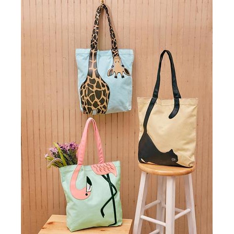 ARISTA (RESLETING) NUDIE BAG / TOTE BAG  KANVAS BESAR BAHAN TEBAL LEMBUT MURAH BISA COD ANIMAL