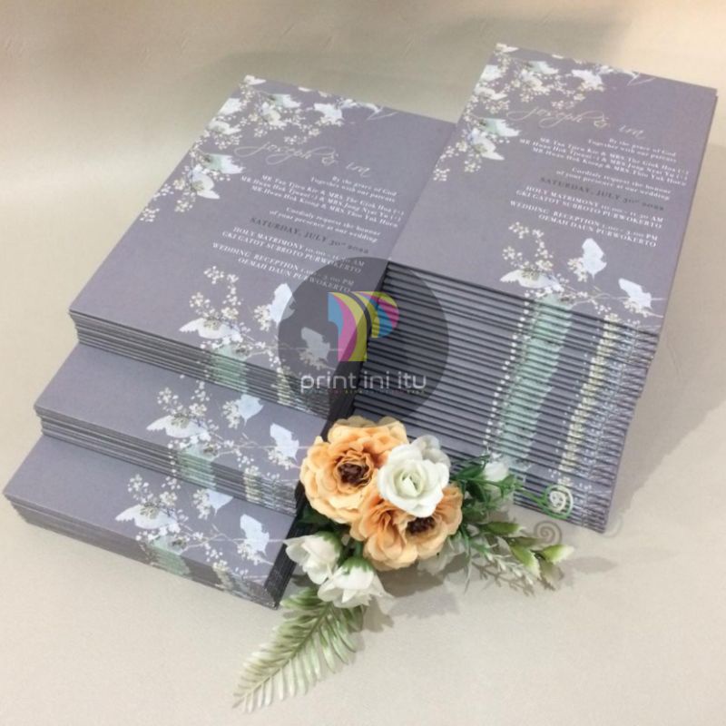 Undangan Pernikahan Hardcover Single Bolak Balik Aesthetic Simpel Elegan Custom FREE DESAIN
