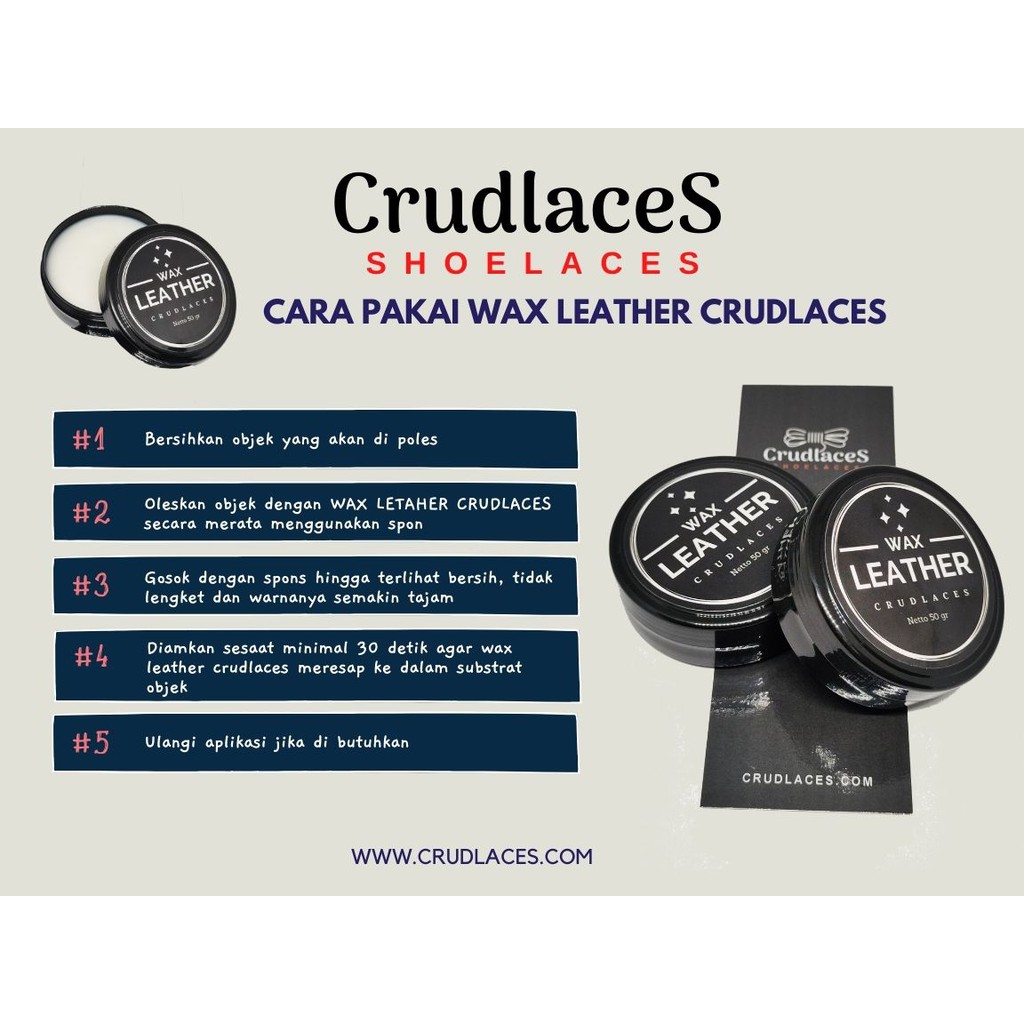 LEATHER WAX CRUDLACES 50 gr-LEATHER CARE-PERAWATAN PELEMBAB BAHAN KULIT-SEMIR SEPATU-WAX SEPATU KULI