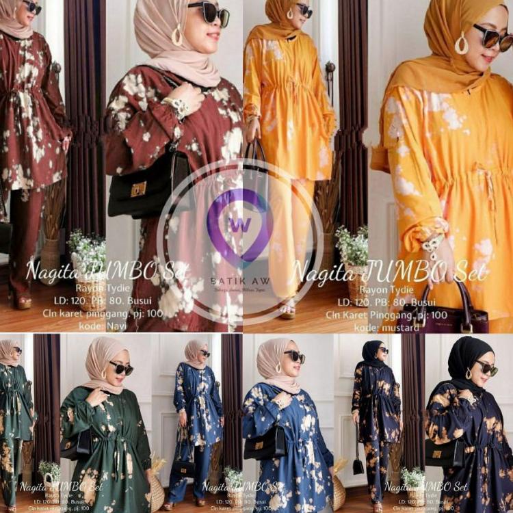 (N-EGR (☼ Setelan One Set Tie Dye Lengan Panjang Nagita Set Jumbo / Baju Daster Wanita Jumbo Motif S