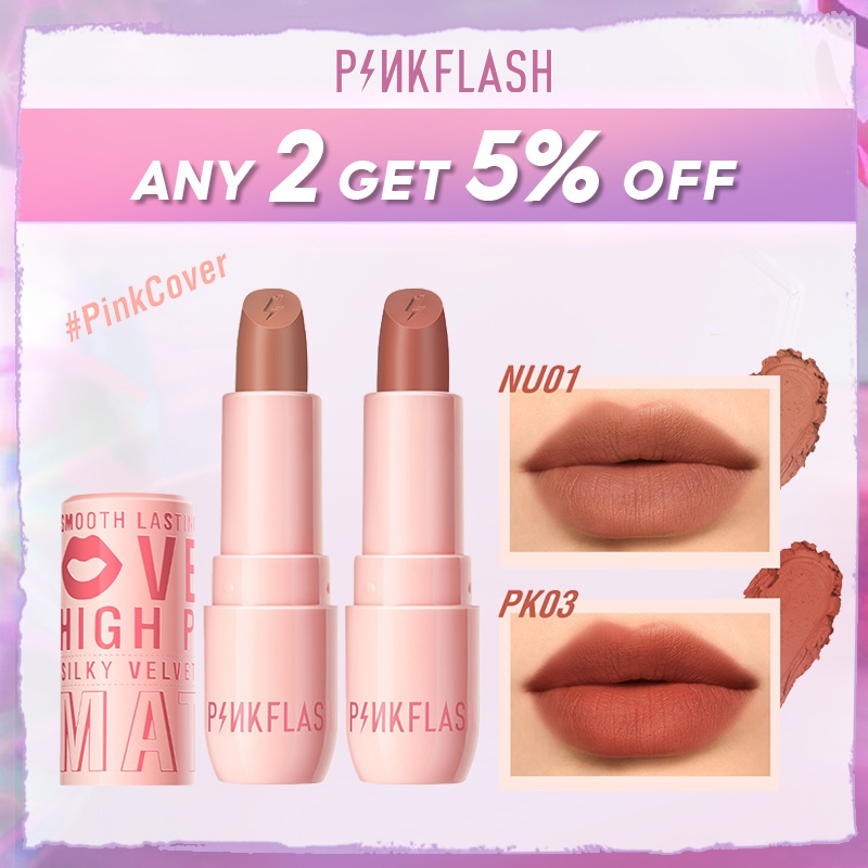 PINKFLASH PinkCover Cover Girl Velvet Matte Cream Lipstick High Pigment Lasting Silky Soft Smooth Creamy Not Dry