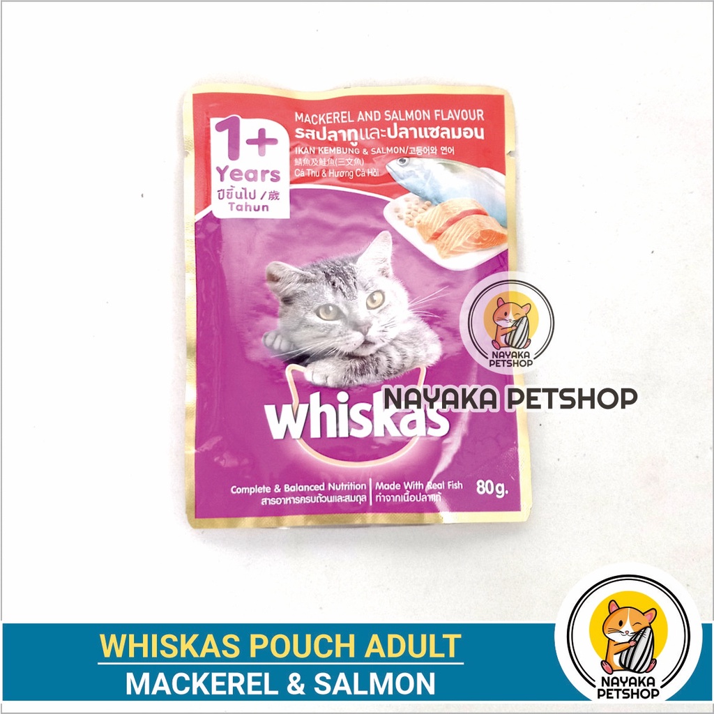 Makanan Kucing Basah Whiskas Mackerel Salmon Pouch Pakan Cat Wet Food