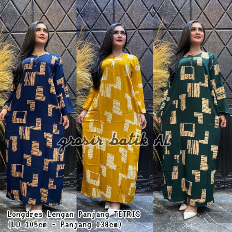 Batik AL - Longdress Sonaya - Daster Lengan Panjang - Kancing Depan - Bumil - Busui - Murah