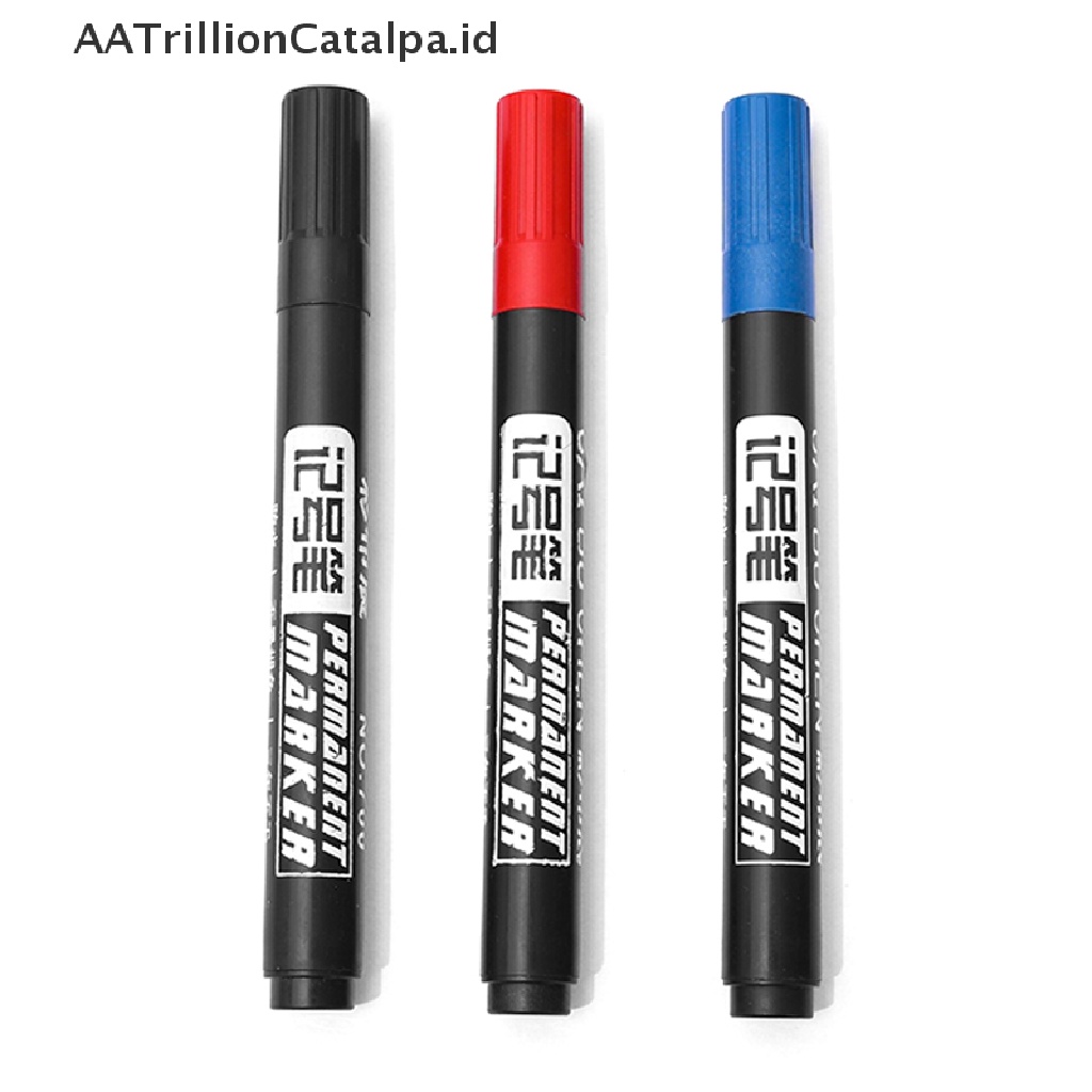 Aatrillioncatalpa 10pcs Spidol Permanen Anti Air Tinta Hitambirumerah