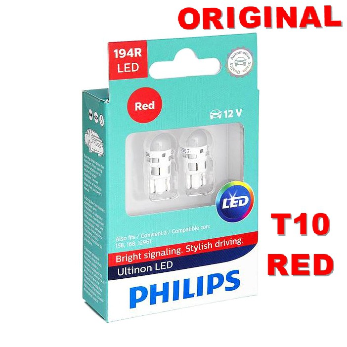 Philips Ultinon LED T10 Red / Merah - Lampu Senja Mobil / Motor