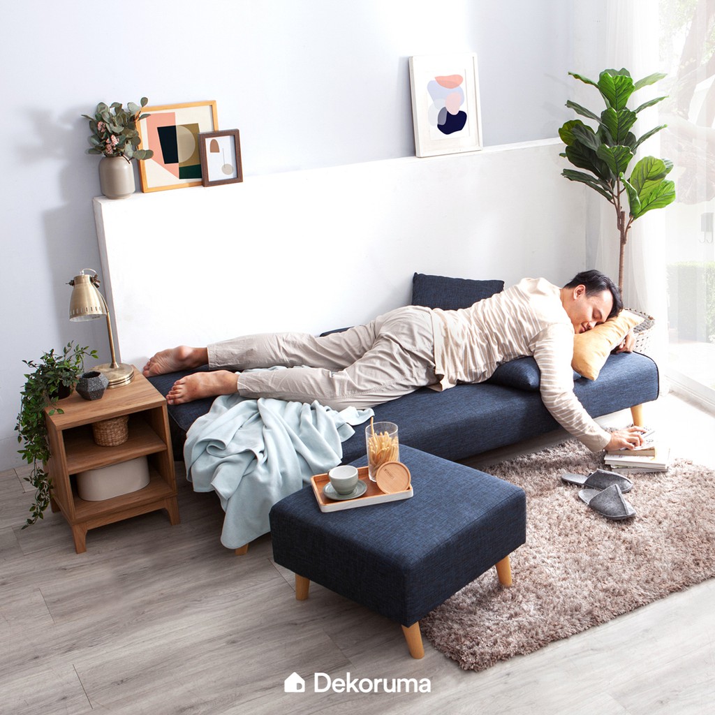 Dekoruma Daito Sofabed L Set dengan Stool (Kursi Tamu Sofa Bed Minimalis Modern)-2