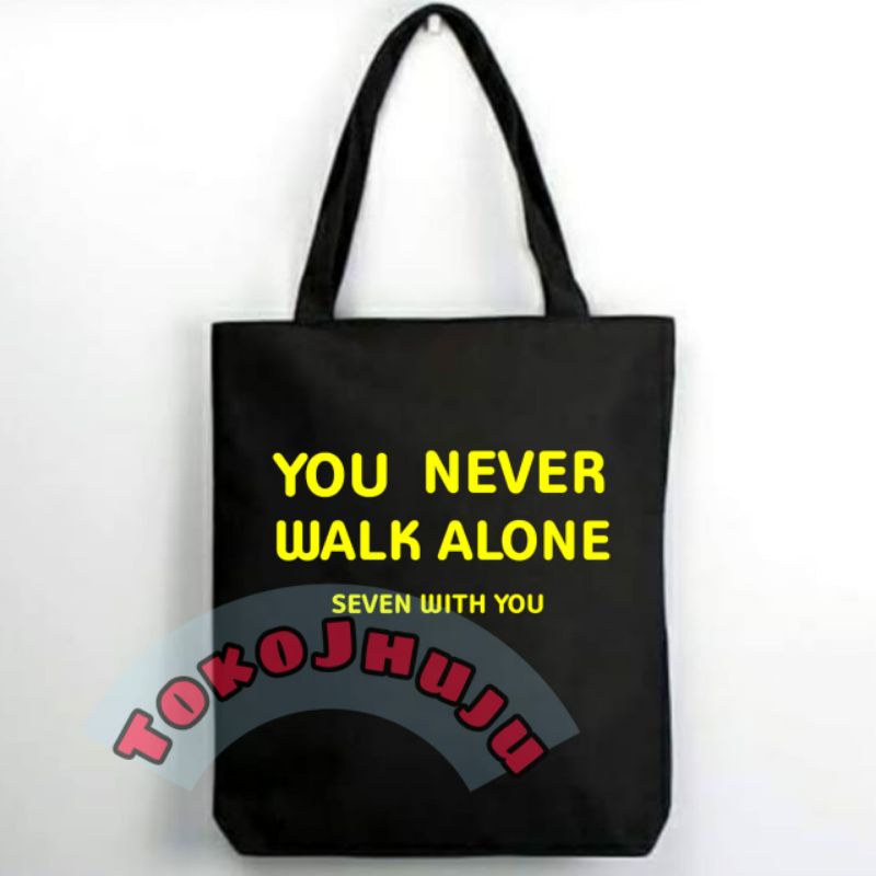 Totebag Resleting BTS Jimin You Never Walk Alone sablon kuning