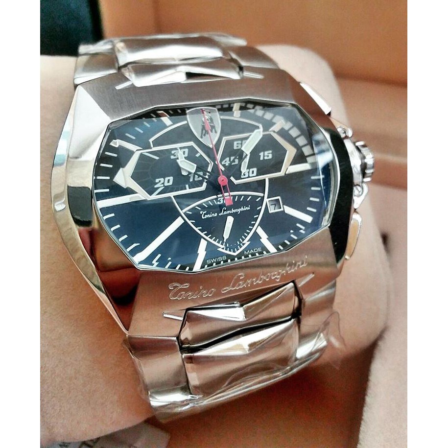 Torino Lamborghini Silver Black Dial Chronograph Steel