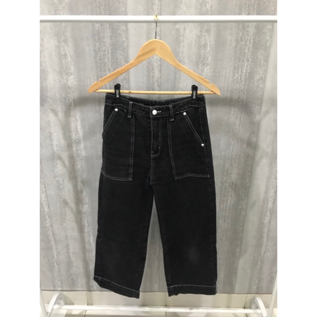 Bershka High Waist Wide Leg Cullotes Denim Jeans | Celana Jeans Kulot Bershka Tinggi