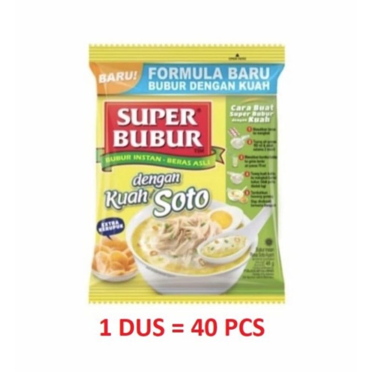 

Super Bubur Dengan Kuah Rasa Soto / Kuah Rasa Kari / Rasa Ayam Per 1 Dus