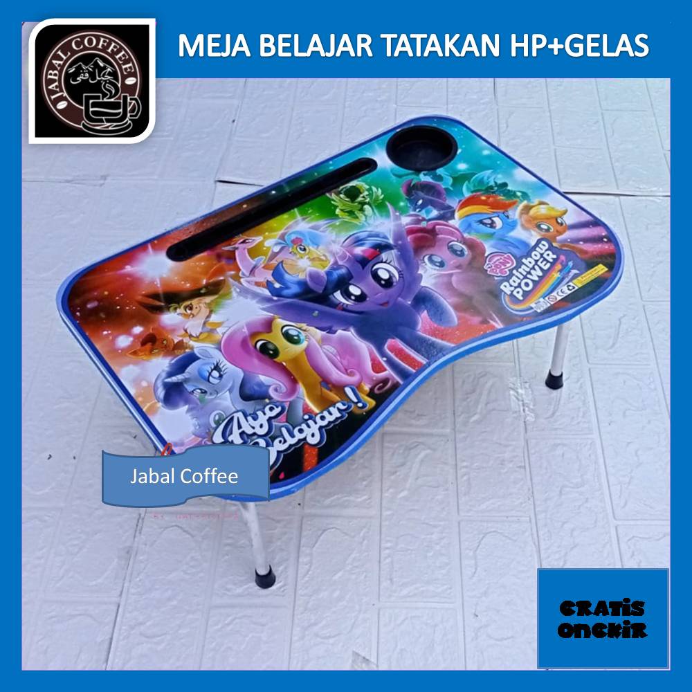 Meja Belajar Anak / Meja Belajar Lipat Karakter / Leptop Dan Tempat Gelas