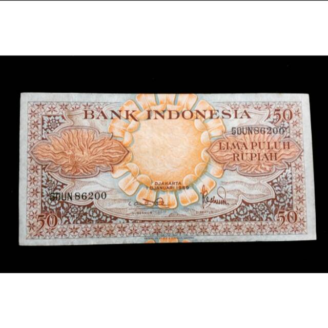 Uang kuno Rp 50 tahun 1959 seri bunga langka jadul kertas lama koin