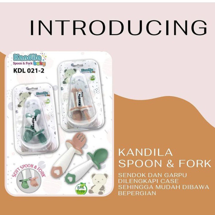 Kandila baby soft spoon and fork / kandila baby spoon and fork/ alat makan bayi/ perlengkapan makan