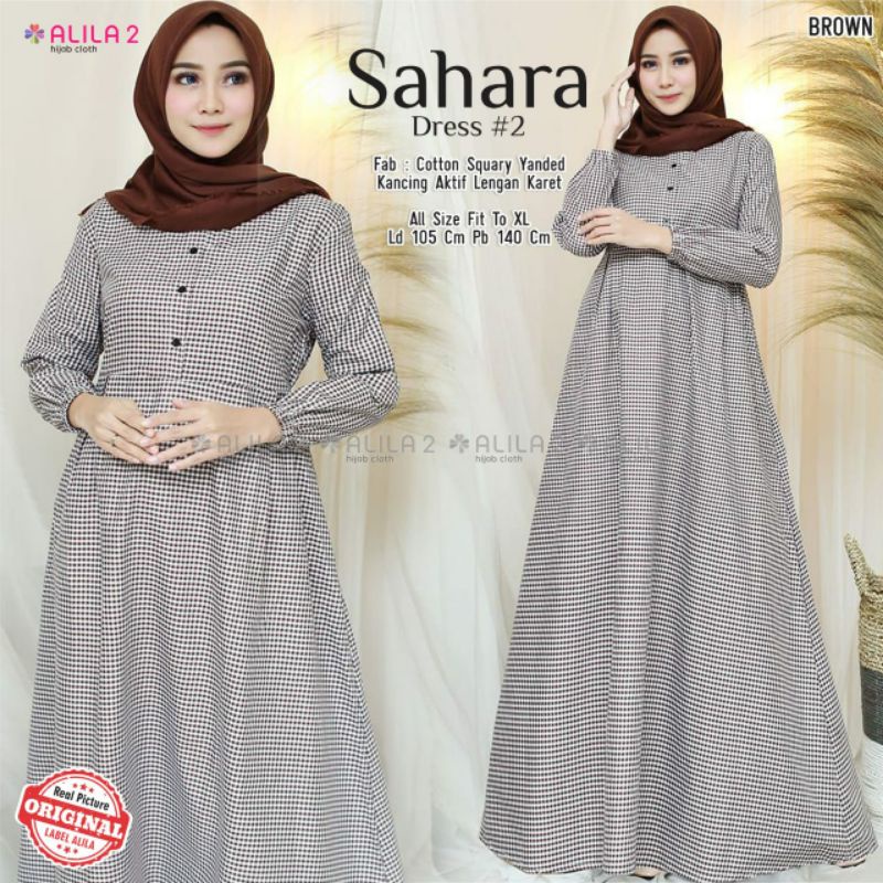 SAHARA DRESS BY ALILA2 / GAMIS BERMOTIF KOTAK KOTAK BERBAHAN COTTON SQUARY YANDED PREMIUM QUALITY / 