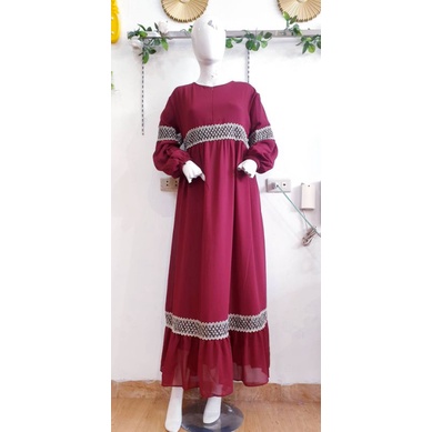 gamis ceruty renda tangan balon