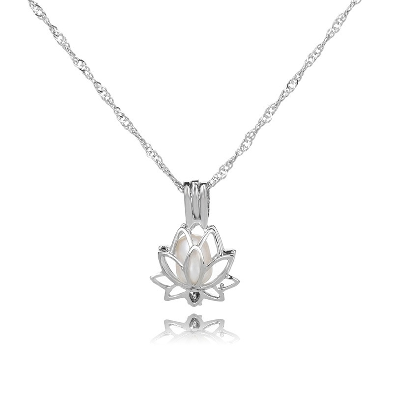 Pearl Necklace Lotus Pendant Locket Pearl Necklaces for Women Wish Gift