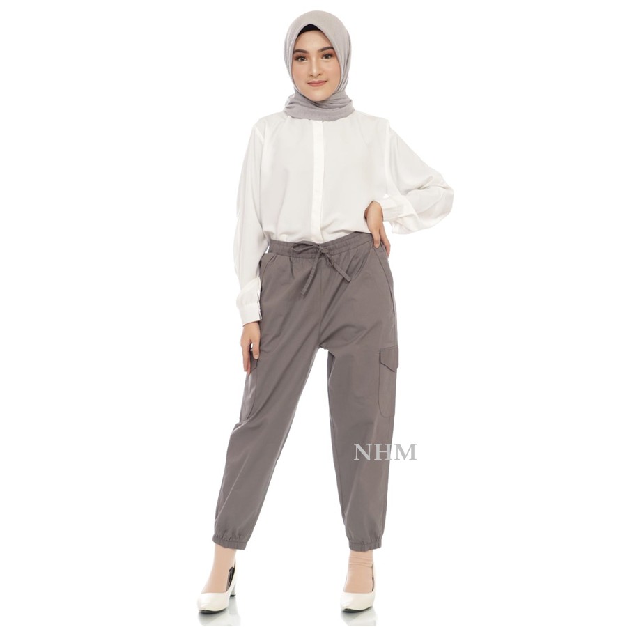 NHM Celana Cargo Jumbo Stretch, Cargo Joger Boyfriend Pants