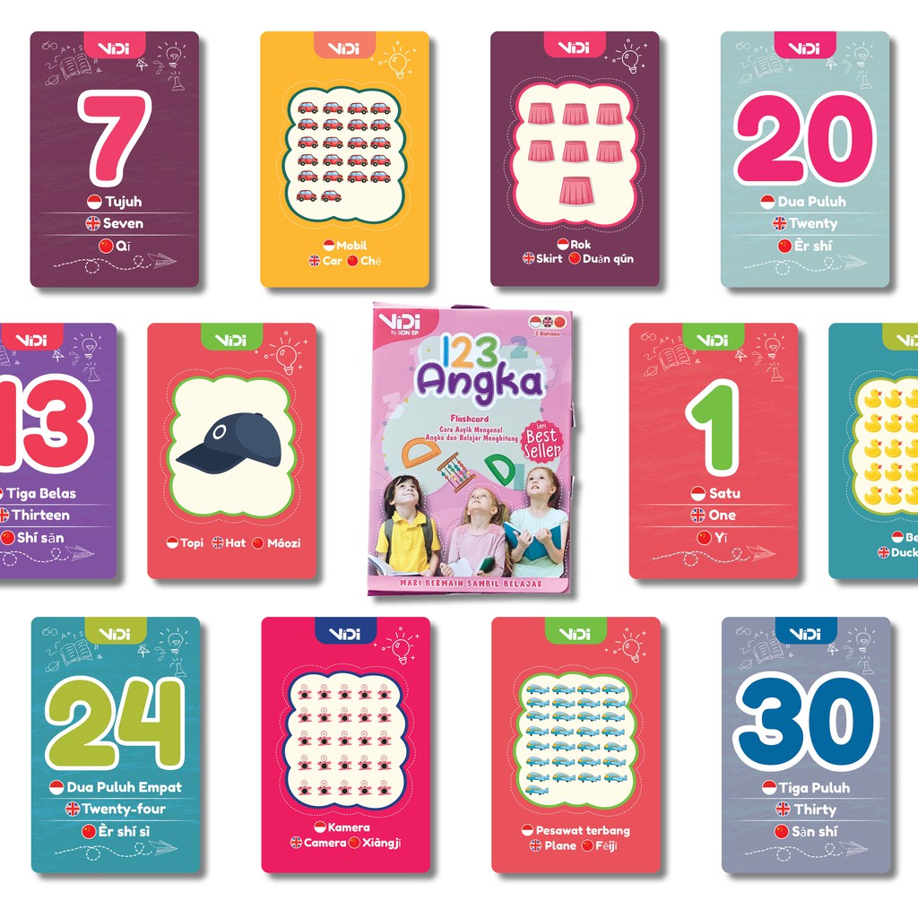 [1KG = 9 BOX] VIDI FLASHCARD 123 ANGKA / FLASH CARD / MAINAN EDUKASI KARTU PINTAR ANAK TERMURAH