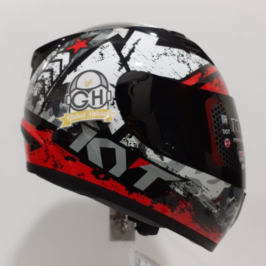 HELM KYT R10 #3 BLACK WHITE RED R-10 #3 KYT R-10 SMOKE VISOR