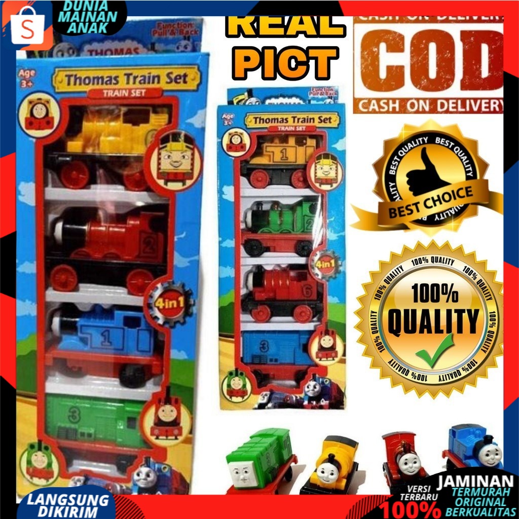 Mainan Anak Isi 4 PCS  Set Mobilan Kereta Api THM NEW VERSI PullBack / Train Play Set NEW