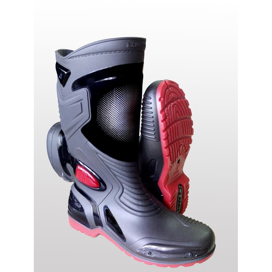 Sepatu Karet PVC Anti Tembus Air Banjir Hujan AP BOOTS MOTO 3 MOTO3 Sepatu Boots Waterproof Tinggi-3
