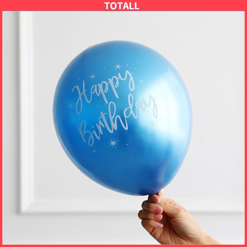 COD 12 inch chrome latex balloon print selamat ulang tahun balon logam dekorasi pesta ulang tahun-Totall