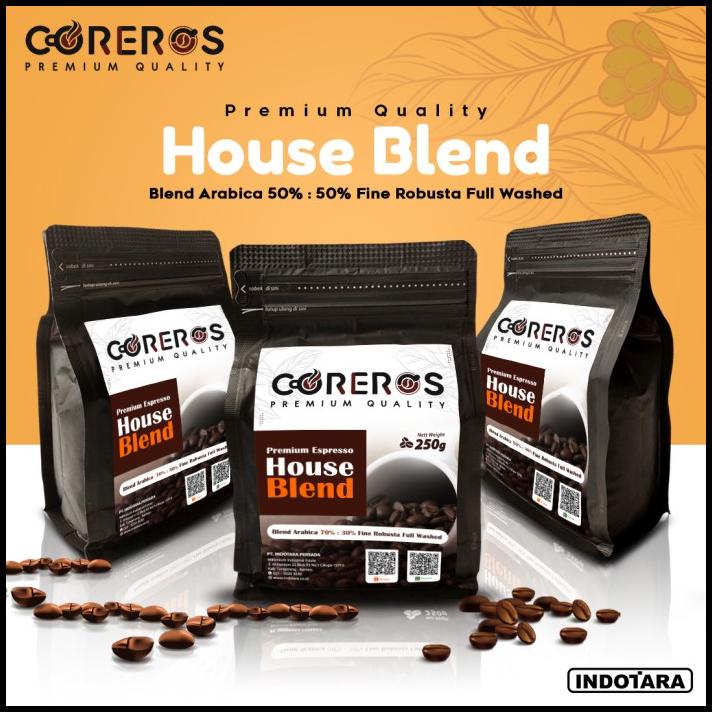 

Biji Kopi Susu Arabika 70% Robusta 30% Coreros House Blend - 250Gr